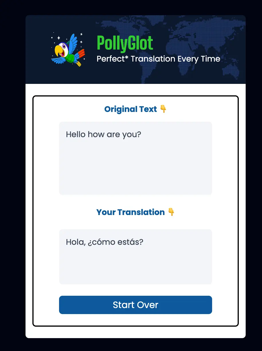 Screenshot of ai powered translator app