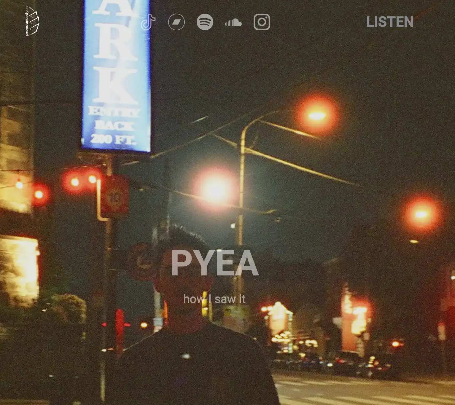 Screenshot of musician pronouncedyea's landing page