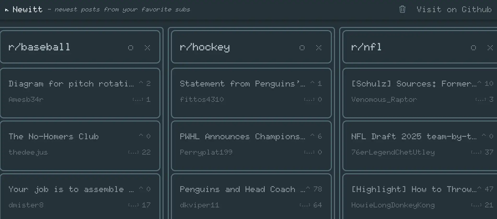 Screenshot of Newitt client web app